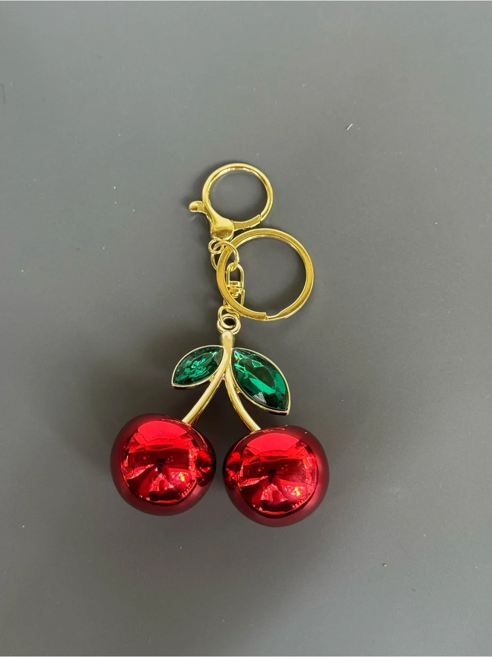NWOT Cherry Bag Charm Gold Crystal Keychain